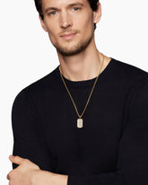 Sculpted Cable Tag in 18K Yellow Gold with Diamonds, 27mm